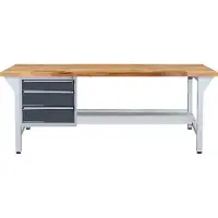 Proregal Werkbank Giant Rhino Plus mit 3 Schubladen | HxBxT 84x200x70cm | Traglast 500kg | Lichtgrau/Anthrazitgrau