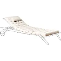 Beliani Auflage für Gartenliege Hellbeige Stoff Gesteppt 192x56x5 cm UV-Beständig Modernes Design Liegenauflage mit Kissen und Befestigungsbändern
