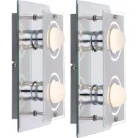 Etc-shop 2x LED Design Wandleuchte, Chrom, Glas satiniert, L 27 cm