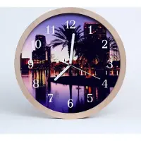 Tulup Holzuhr 30fi cm wanduhr - Florida Palmen Landschaft