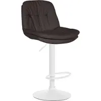 DELUKE Barhocker MITUN - Stoff Dunkelgrau 46x54x92 cm Weiß | Barstuhl Höhenverstellbar Mit Lehne Drehbar Tresenhocker Tresenstuhl Kneipenhocker Kneipenstuhl