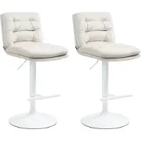 DELUKE Barhocker 2er Set TURIN - Creme, Samt, Weiß | Barhocker mit Lehne Barstuhl Tresenhocker Tresenstuhl Kneipenhocker Kneipenstuhl