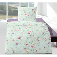 TRAUMSCHLAF Seersucker Bettwäsche Wildblumen lind 155x220 cm + 80x80 cm