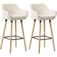 CLP 2er Set Barhocker Grant Stoffbezug Gestell aus Buchenholz bis 150 kg beige