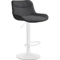 DELUKE Barhocker RAGAD - Stoff Dunkelgrau 49x51x85 cm Weiß | Barstuhl Höhenverstellbar Mit Lehne Drehbar Tresenhocker Tresenstuhl Kneipenhocker Kneipenstuhl