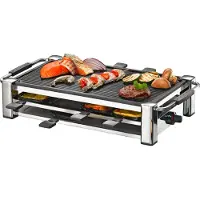 Rommelsbacher Raclette Grill RCC 1500 Fashion, abnehmbare Grillplatte, hochwertige Antihaftbeschichtung, 8 Pfännchen, Parkdeck, 1500 Watt, Grillfläche 41,5 x 22,5 cm