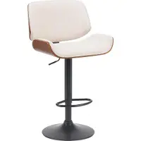 CLP Barhocker Beverley Stoffbezug Bugholz höhenverstellbar und drehbar walnuss/creme