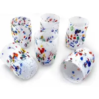 Demotex GmbH Casa Padrino Luxus Murano Kristallglas Wasserglas 6er Set Weiß Ø 8 x H. 12 cm - Italy