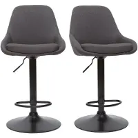 Miliboo - Höhenverstellbare Barhocker dunkelgrau (2er-Set) HOLO