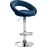 DELUKE Barhocker MEKIM - Samt Blau 53x47x80 cm Silber | Barstuhl Höhenverstellbar Mit Lehne Drehbar Tresenhocker Tresenstuhl Kneipenhocker Kneipenstuhl