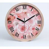Tulup Holzuhr 20fi cm wanduhr - schwarze Spitzen - Blumenmuster