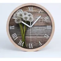 Tulup Holzuhr 30fi cm wanduhr - weiße Spitzen - Holz Löwenzahn