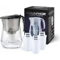 AQUAPHOR Provence 4,2 l Filterkanne mit Zähler mit 3 Patronen. A5, schwarz