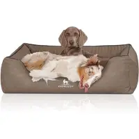 Knuffelwuff Orthopädisches Hundebett Columbia aus laser-gestepptem Kunstleder XL 105 x 75cm Stone