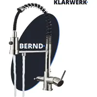 KLARWERK Bernd | Flex 3-Wege Armatur Edelstahl Silber gebürstet Gastro | Filter Wasserhahn Küche Feder | Osmose Mischbatterie U-Auslauf 3 Anschlüsse