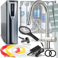 ARI Slender 3-Wege Küchenarmatur INOX Gebürstet Flexibel Ausziehbar 360° mit RO Pad Umkehrosmose Wasserfilter