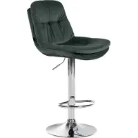 DELUKE Barhocker MITUN - Samt Dunkelgrün 46x54x94 cm Silber | Barstuhl Höhenverstellbar Mit Lehne Drehbar Tresenhocker Tresenstuhl Kneipenhocker Kneipenstuhl