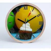 Tulup Holzuhr 20fi cm wanduhr - schwarze Spitzen - Geburtstags-Kuchen