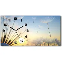 Tulup Wanduhr aus Glas – 60x30 cm - Glasbild - Glasuhr - Gehärtetes Glas - schwarze-zeiger - Löwenzahn Samen