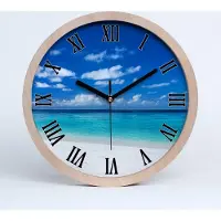 Tulup Holzuhr 20fi cm wanduhr - schwarze Spitzen - tropischer Strand