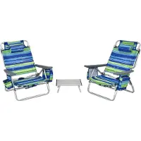 KOMFOTTEU Strandstühle klappbar mit Tisch, Campingstühle mit Kopfstütze & Verstellbarer Rückenlehne, Klappstuhl bis 136 kg (Blau)