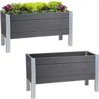 TRUTZHOLM Hochbeet 98 x 40 x 59 cm 100 Liter Holzoptik robust witterungsbeständig grau