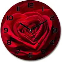 Tulup Wanduhr aus Glas 30fi Glasbild Glasuhr Gehärtetes Glas - schwarze-zeiger - Red rose heart