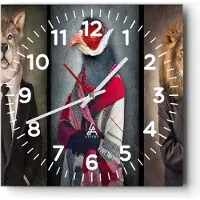 ARTTOR Wanduhr - Quadrat - Glasuhr - Tier Abstraktion - 40x40cm - Schleichendes Uhrwerk - Lautlos - zum Aufhängen bereit - Dekoration Modern - Wanddekoration aus Glas - C4AC40x40-4088