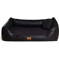 Tierlando MADDOX VIP Orthopädisches Hundebett VISCO Velours Kunstleder S - XXL - Größe: 120x85cm | Farbe: 03 Schwarz