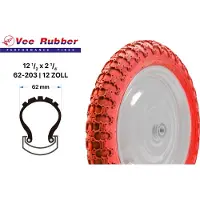 Veerubber 12 Zoll Fahrrad Reifen 12.5x2 1/4 Kinder Wagen Roller 62-203 Rot