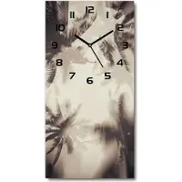 Tulup Wanduhr aus Glas – 30x60 cm - Glasbild - Glasuhr - Gehärtetes Glas -Palmen