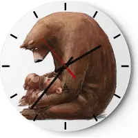 ARTTOR Wanduhr - Rund - Glasuhr - Bär Teddybären Kinder - 30x30cm - Schleichendes Uhrwerk - Lautlos - zum Aufhängen bereit - Dekoration Modern - Wanddekoration aus Glas - C3AR30x30-4732