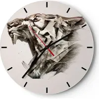 ARTTOR Wanduhr - Rund - Glasuhr - tiger tier - 40x40cm - Schleichendes Uhrwerk - Lautlos - zum Aufhängen bereit - Dekoration Modern - Wanddekoration aus Glas - C3AR40x40-4113