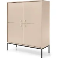 Masseno Kommode MONDO 104 cm Sideboard und 4 Türen für Wohnzimmer Schlafzimmer Modern 104x39x125 cm Beige / Beige