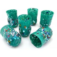 Demotex GmbH Casa Padrino Luxus Murano Kristallglas Wasserglas 6er Set Grün Ø 8 x H. 12 cm - Italy