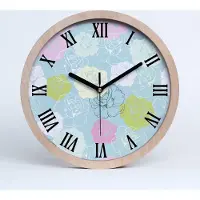 Tulup Holzuhr 20fi cm wanduhr - schwarze Spitzen - Große römische Uhr Rosen