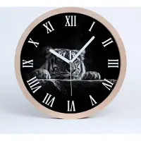 Tulup Holzuhr 30fi cm wanduhr - weiße Spitzen - Tiger