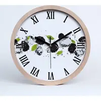 Tulup Holzuhr 20fi cm wanduhr - schwarze Spitzen - Kirschen und Wasser
