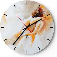 ARTTOR Wanduhr - Rund - Glasuhr - Persönlichkeit Freundschaft Liebe Ehe - 30x30cm - Schleichendes Uhrwerk - Lautlos - zum Aufhängen bereit - Dekoration Modern - Wanddekoration aus Glas - C3AR30x30-3168