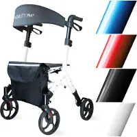 Mobility Plus+ DR10+ Design-Rollator - Indoor und Outdoor Rollator - Gehwagen in trendigem Design - klappbar, Höhe einstellbar und inkl. Tasche - Weiß