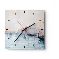 ARTTOR Wanduhr - Quadrat - Glasuhr - Venedig Basilika - 30x30cm - Schleichendes Uhrwerk - Lautlos - zum Aufhängen bereit - Dekoration Modern - Wanddekoration aus Glas - C3AC30x30-3662