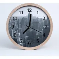 Tulup Holzuhr 30fi cm wanduhr - Stadtgebäude Stadt