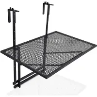 Goplus Klappbar Balkonhängetisch, Höhenverstellbarer Balkontisch, 60,5×48×61,5-82,5 cm, Hängetisch Eisen, zum Einhängen, für Balkon Geländer