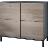 Vladon Kommode Rova V3, Moderner Küchenschrank mit 4 Push-to-Open Türen Anthrazit matt / Eiche Nordic (92,5 x 83.5 x 35)