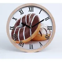 Tulup Holzuhr 20fi cm wanduhr - schwarze Spitzen - Donuts mit Schokolade