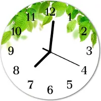 Tulup Glasuhr Wanduhr Küchenuhr Echt-Glas 30fi cm Laub grün