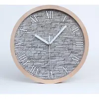Tulup Holzuhr 30fi cm wanduhr - weiße Spitzen - Steinwand
