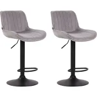 CLP 2er Set Barhocker Lentini Samt schwarz grau