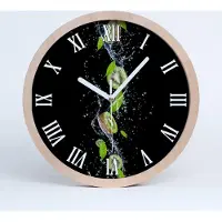 Tulup Holzuhr 30fi cm wanduhr - weiße Spitzen - Kiwi und Wasser