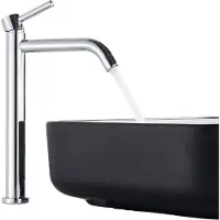 ARI Waschbeck armatur, Wasserhahn Bad Slim Tube, Arbeitsplatte, Silberchrom, Hochdruck, mit Regulierung von Wasserfluss und Wassertemperatur
